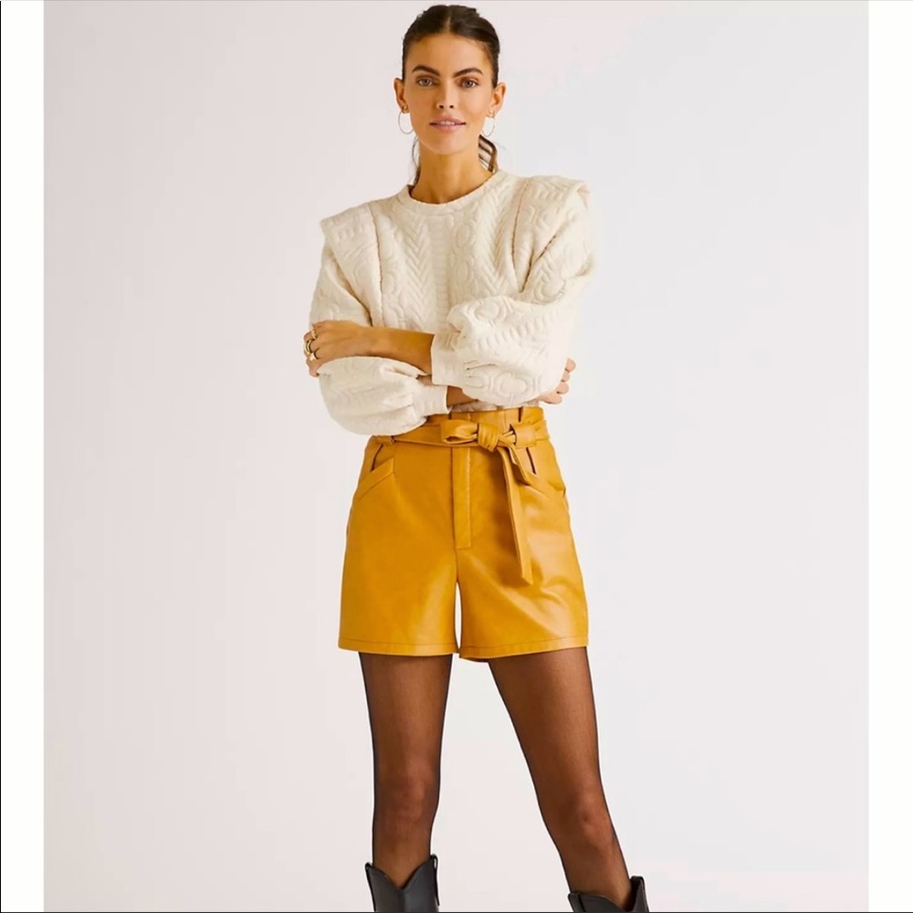 NWT ANTHROPOLOGIE AVEC LES FILLES Paperbag Faux Leather Shorts